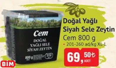 CEM DOĞAL YAĞLI SİYAH SELE ZEYTİN